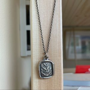 Wax seal thistle silver necklace by Plum and Posey